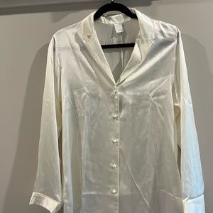 NWT Intimissimi Silk Button Down in Ivory - Size Medium